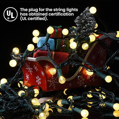 Globe String Lights, 200 LED Mix-Ball Fairy Lights Plug in UL Listed 67FT Christmas Tree Lights Christmas Outdoor Indoor Fairy Lights for Bedroom Tree Patio Party Garden Wedding, Warm White