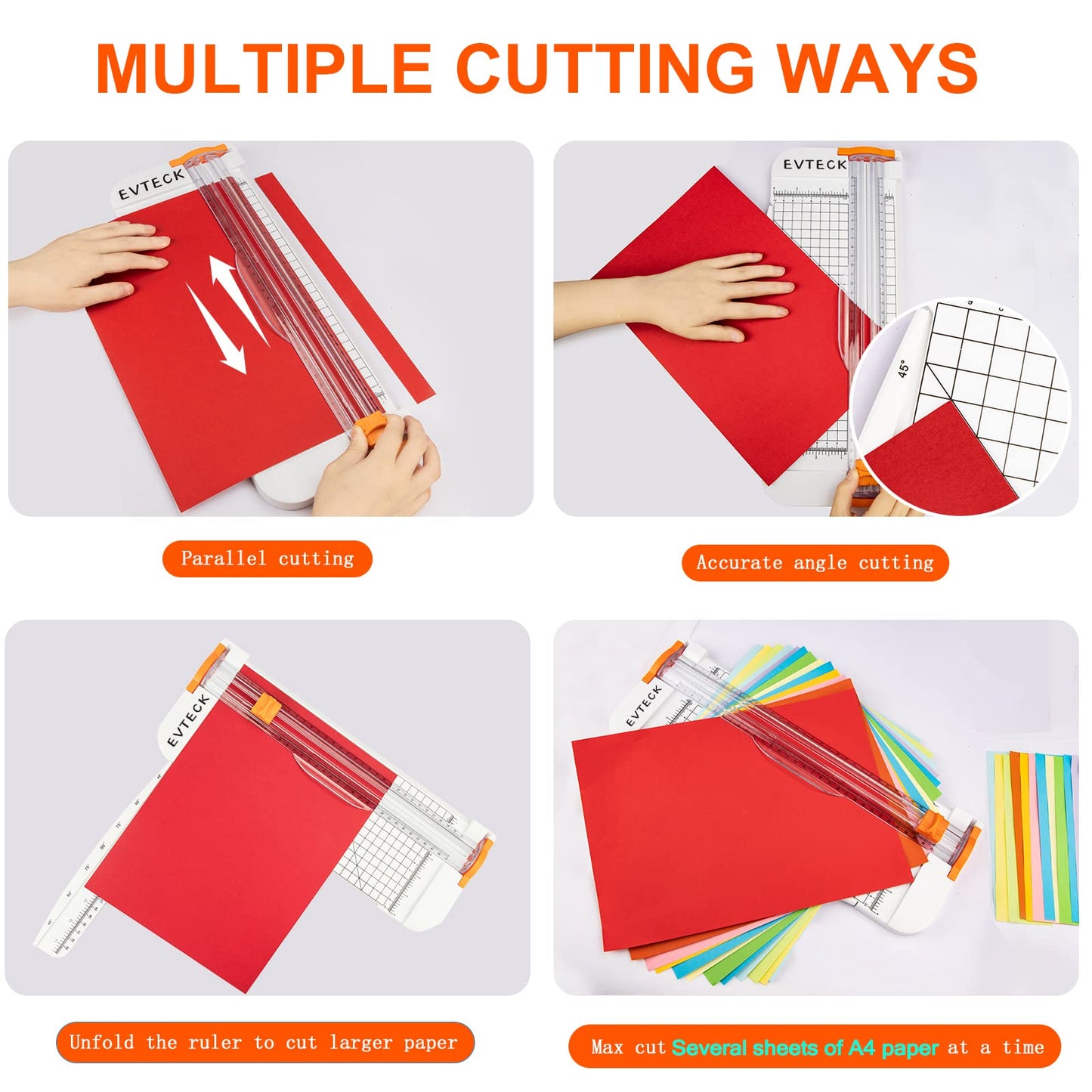 Evteck Paper Cutter 12 Inch Paper Trimmer Slider Crafting Scrapbooking Supplies for A4 Vinyl Photo Cardstock with Security Blade and Foldable Ruler