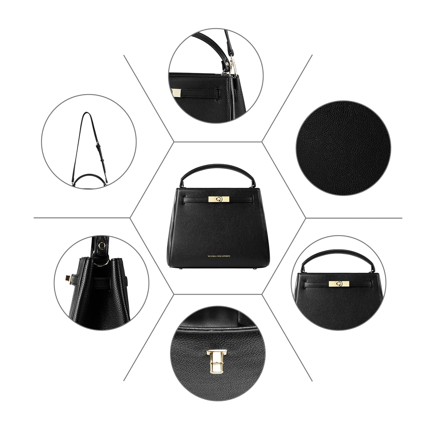 VICTORIA HYDE Handbags for Women, Women's Satchel Handbags (Black)
