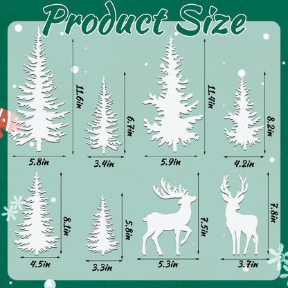 Whaline 8Pcs Christmas Wood Table Sign Xmas Cedar Elk Tabletop Centerpieces Rustic Tiered Tray Decor for Farmhouse Winter Holiday Home Office Mantel Table Fireplace Shelf