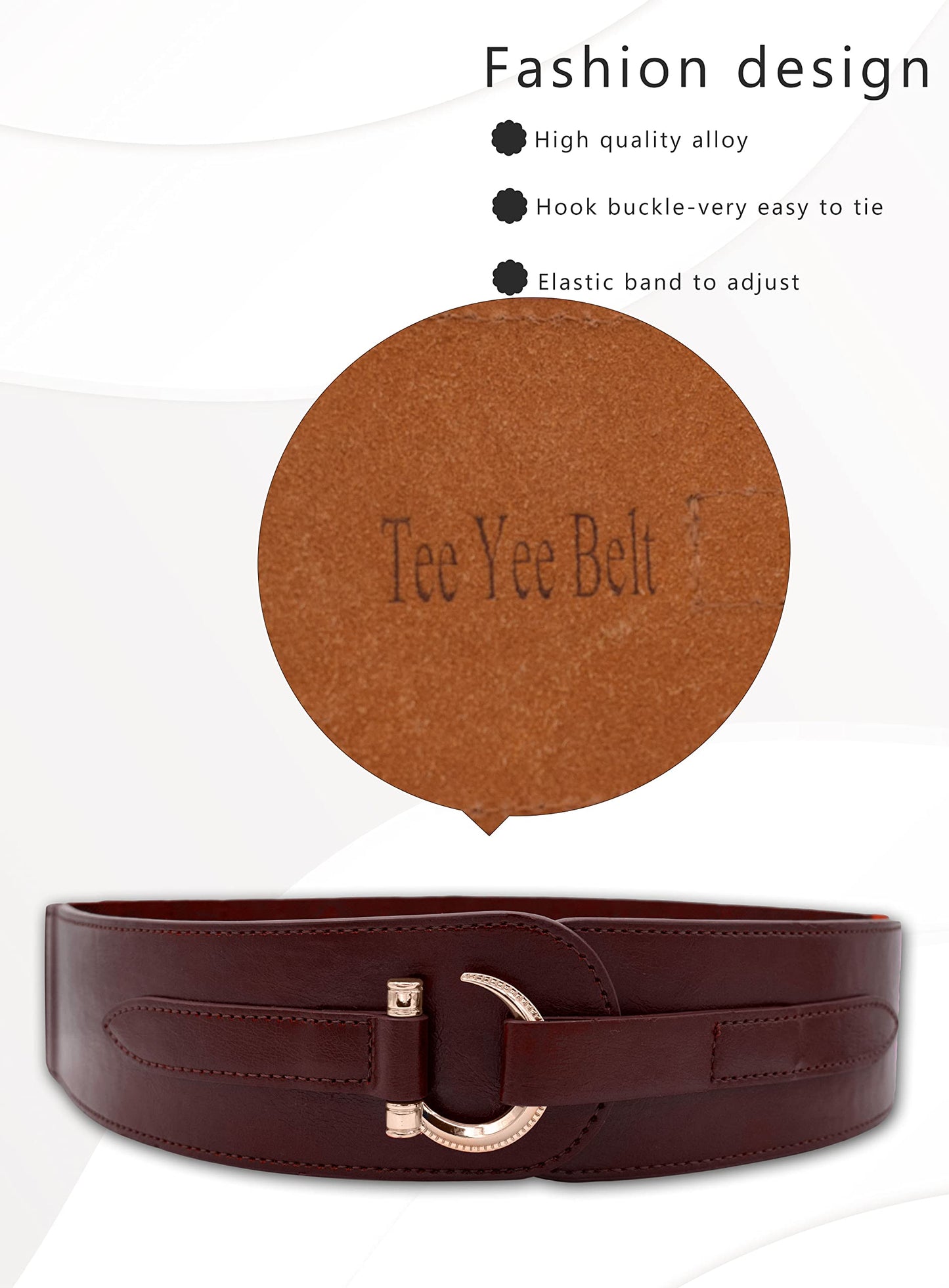 TeeYee Coffee Leather Belts Elastic Renaissance Waist Stretch Retro Belt Vintage Fashion Medieval Fashion Hook Belt Medium