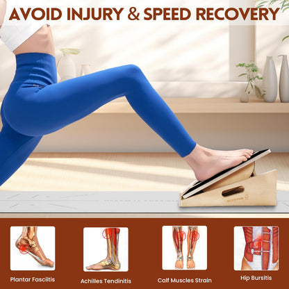 SCWHTHR Slant Board for Calf Stretching 2-in-1 Professional Wooden Slant Board & Balance Board Adjustable Incline Stretch Wedge Physical Therapy Slant Boards for Knees Ankle Heel Feet Leg