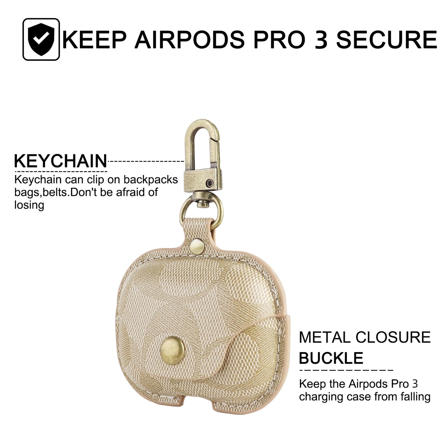 for AirPods Pro 3 Case, Leather Cute Full Body Shockproof Protective Cover for AirPods Pro 3nd Generation Case for Women Men, Drop Protection (A)