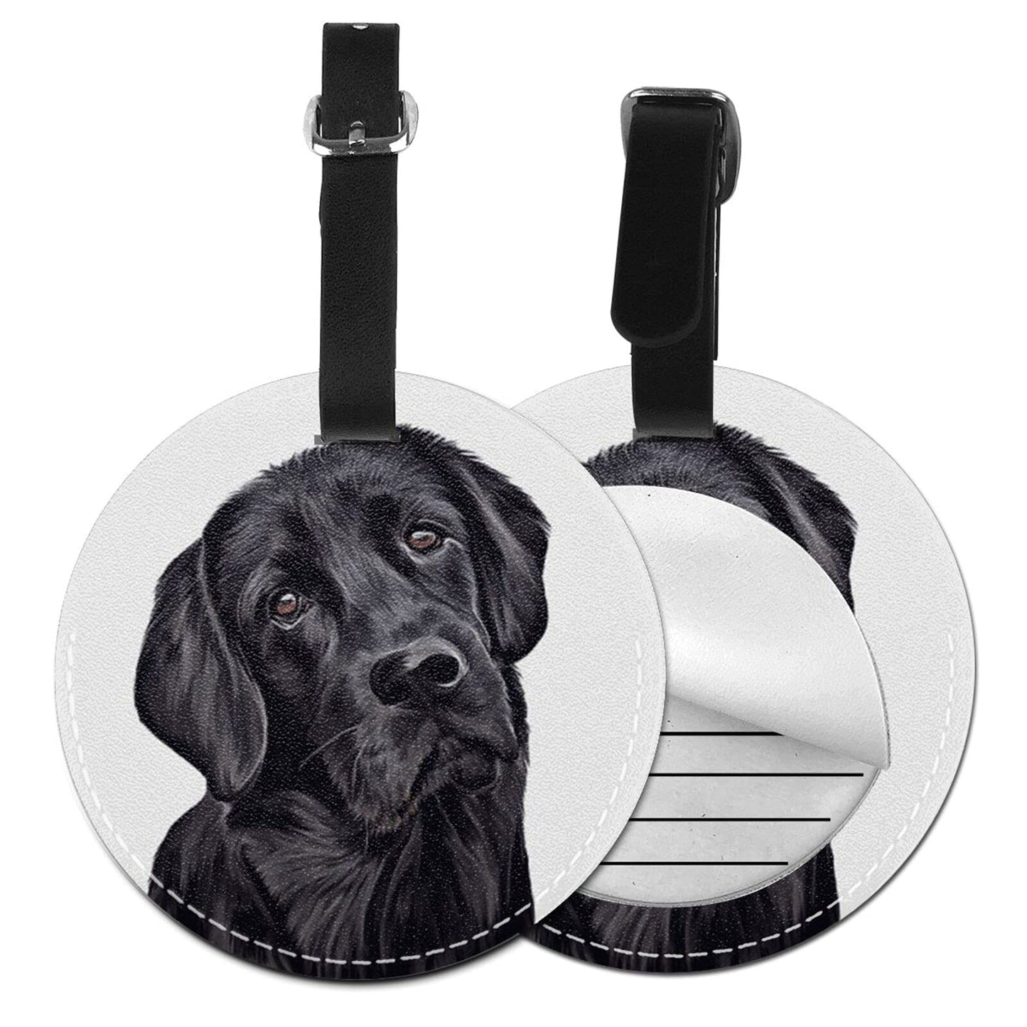 Luggage Tag Black Lab Dog Lover, Pu Leather Bag Travel Suitcases Id Identifier Baggage Label for Women Men Boys Girls