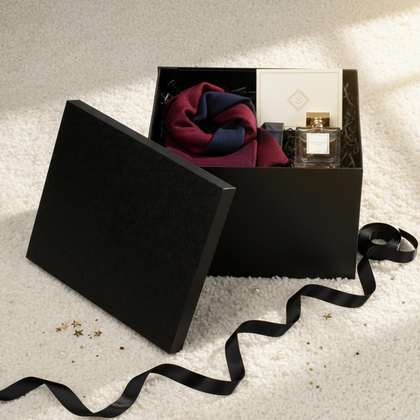 Rinrda Extra Large Gift Box,15x12x10 Inches Black Gift Boxes with Lids for Presents,10-inch Deep Box for Birthday Valentine's Day Graduation Anniversary.Contains Card Ribbon Shredded paper