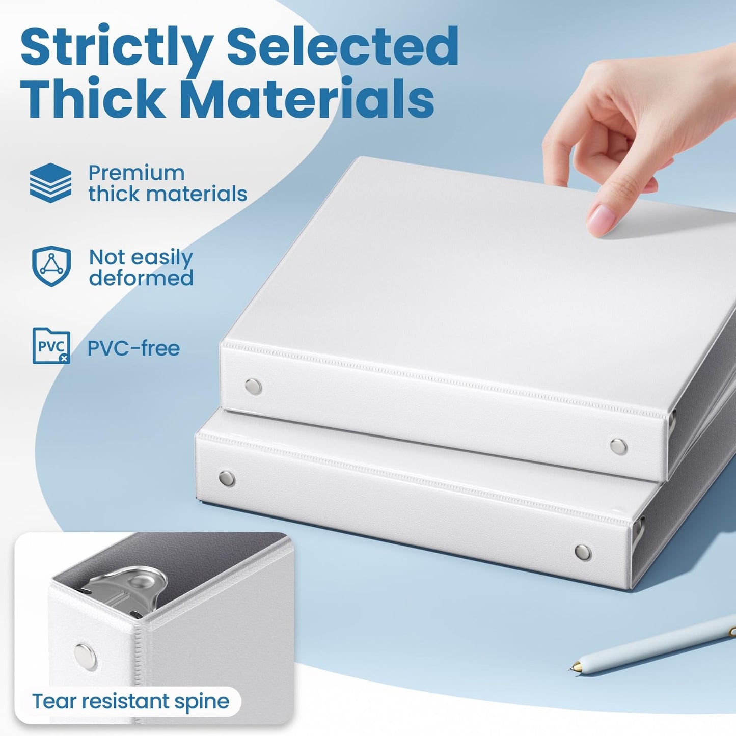SUNEE 3 Ring Binders 1 Inch 12 Pack, Clear View Binders Bulk Three Ring PVC-Free (Fit 8.5x11 Inches) for School or Office Business Supplies, White