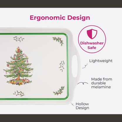 Spode Melamine Serving Tray - (18.9" x 11.6") Rectangular Durable Platter with Exclusive Art Print, Strong & Lightweight Kitchen & Dining Table Accessory for Everyday Meals & Snacks