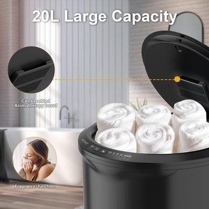 Large Towel Warmer for Bathroom - Heated Towel Warmers Bucket, Wood Handle, Auto Shut Off, Fits Up to Two 40"X70" Oversized Towels, Bathrobes, Blankets, Best Ideal for Mother's Gifts