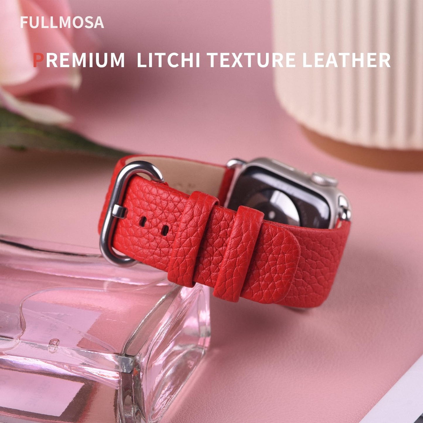 Fullmosa Leather Band Compatible with Apple Watch Band 42mm 44mm 45mm 46mm 49mm, Genuine Leather Replacement Strap for iWatch Ultra3/2/1 SE3/2/1 Series 11 10 9 8 7 6 SE 5 4 3