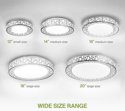 ASD 12 Inch LED Flush Mount Ceiling Light Fixture for Bedroom, 20W 1130LM 5CCT 2700K-5000K, Triac Dimmable Lights, Dining, Living Room, Kitchen Lamps, Modern Home Lighting Fixtures, Nickel, ETL