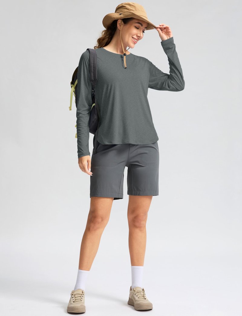 Women's Sun Shirts UPF 50+ Long Sleeve UV Protection Shirt Lightweight Quick Dry Workout Hiking Tops for Women(Heather Grey,XL)