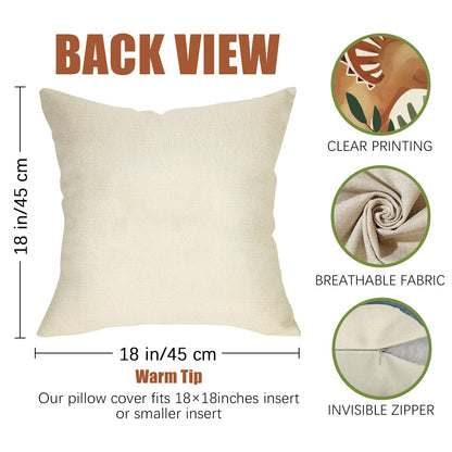 Fahrendom Boho Dinosaur Rawr Decorative Throw Pillow Covers 18 x 18 Set of 4, Bohemian Dino Stay Curious Porch Patio Outdoor Pillowcase, Sun Rainbow Plant Sofa Couch Cushion Case Home Decor