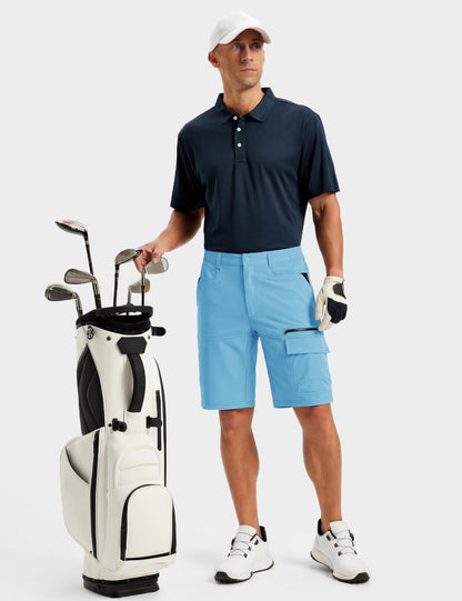 TACVASEN Mens 10" Hiking Shorts Golf Outdoor Lightweight Quick Dry Summer Casual Dress Fishing Shorts with Zipper Pockets Sky Blue 30