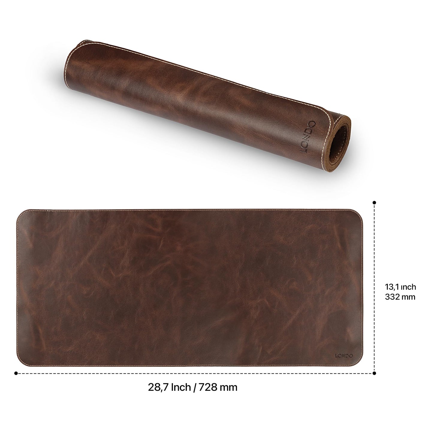 Londo Top Grain Leather Extended Mouse Pad – Large Desk Mat for Office & Gaming, Smooth Writing Surface, Non-Slip Base, Durable & Stylish Workspace Accessory