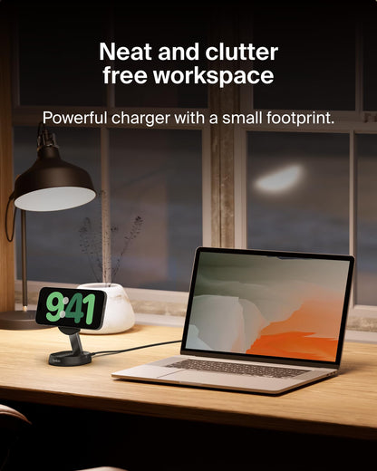 Belkin Magnetic Wireless Charging Pad 15W - MagSafe-Compatible Qi2-Certified Wireless Charging Station, iPhone Charger for Apple iPhone 16, 15, 14 Series, AirPods w/Non-Slip Base - Black (No PSU)