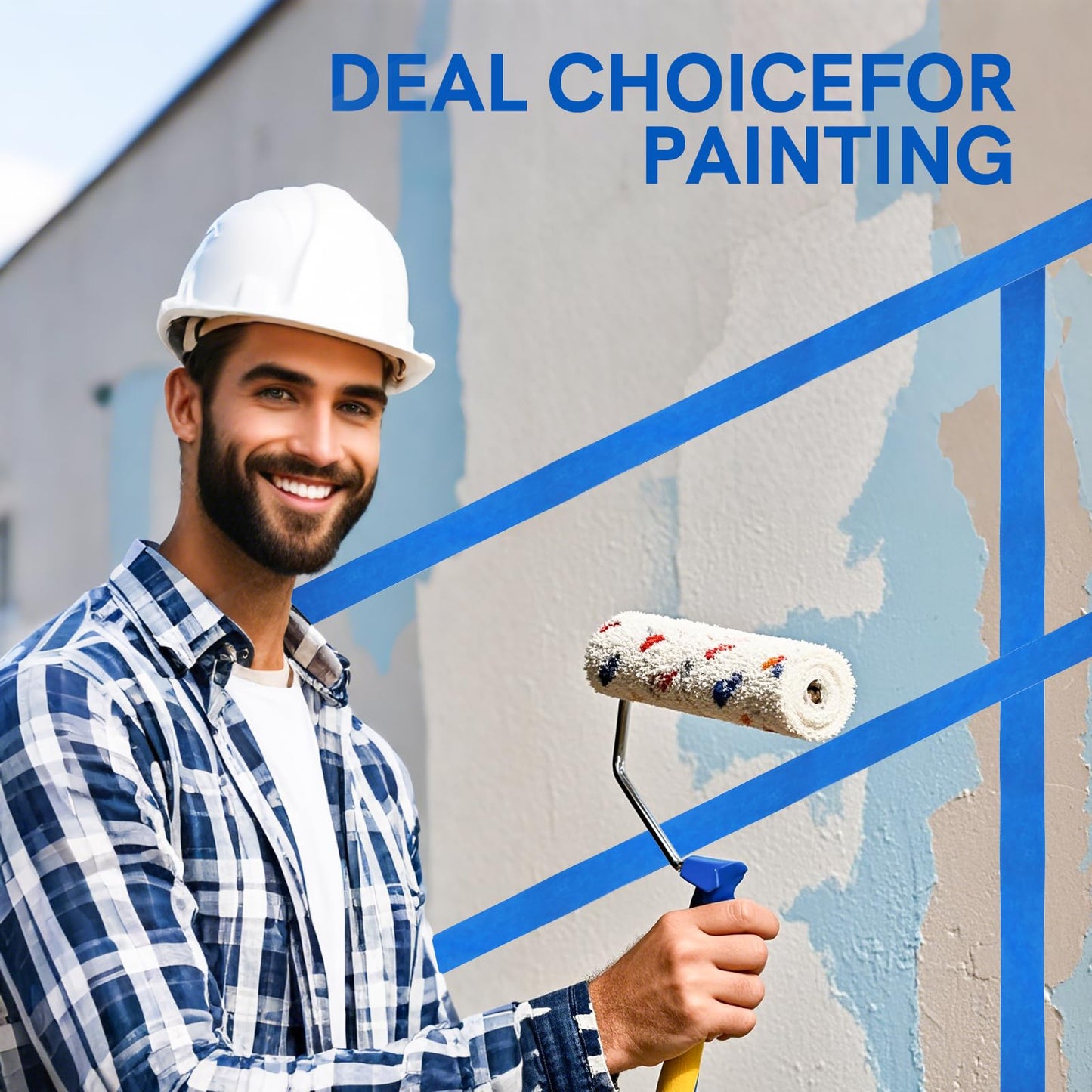 Blue Painters Tape,1.5 Inch x 60Yards-16 Roll,Multi-Surface Painter's Tape Blue Masking Tape for Walls,Paint Tape with Medium Adhesive Backing,Easy Removal,Ideal for Painting,Home Improvement,Crafting