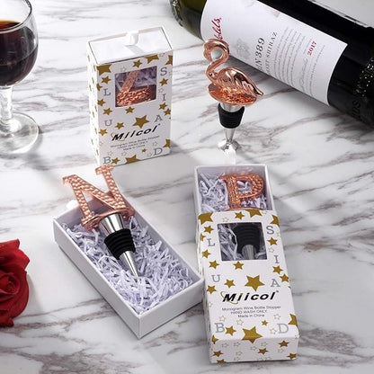 Miicol Wine Stopper, Prosecco Topper, Personalised Champagne Stopper, Rose Gold Wine Bottle Accessories, Wine Lovers Gift, Monogram Gift, Letter N