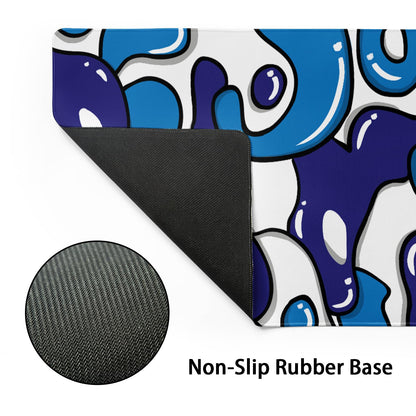 Navy Blue White Gaming Mouse Pad XL 31.5”x11.8” Anime Cool Desk Pad Geometric Japanese Desk Mat Non-Slip Rubber Base Stitched Edge Extended Keyboard PC Computer Pad Gaming for Home Office Work Desktop