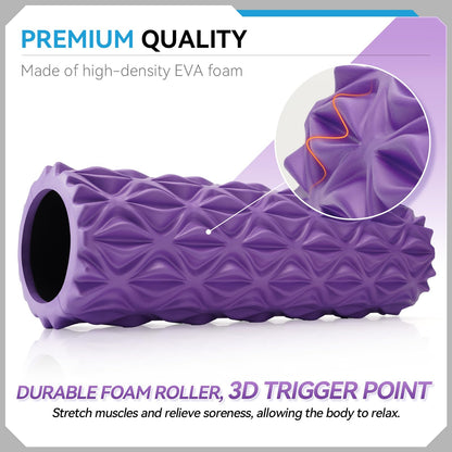 Zmarthumb Foam Roller - 15 inch Deep Tissue Massager for Muscle Massage, Myofascial Trigger Point Release, Exercise, Yoga, Pilates & Stretching(Purple)