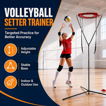 SCHENG-V Volleyball Setting Net, Setter Volleyball Training Net 7.5-11.5 FT Adjustable Height, 45°-180° Adjustable Angle, Stable Base for Indoor Outdoor Practice Equipment
