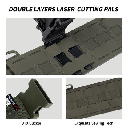 YAKEDA Tactical Battle Belt-3 in 1 Rigger Heavy Duty Combat Belt with 4 D-Rings for Work, Hunting & Outdoor,Training (Tan, L(40"-44"))