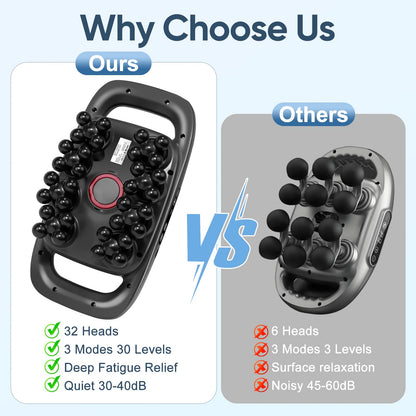 Morlivan 32-Head Massage Gun Deep Tissue Massager Gun Set, 3 Modes & 30 Levels, Ultra Quiet Back Massager for Pain Relief Muscle Recovery Tool for Athletes Office Workers Home Gym