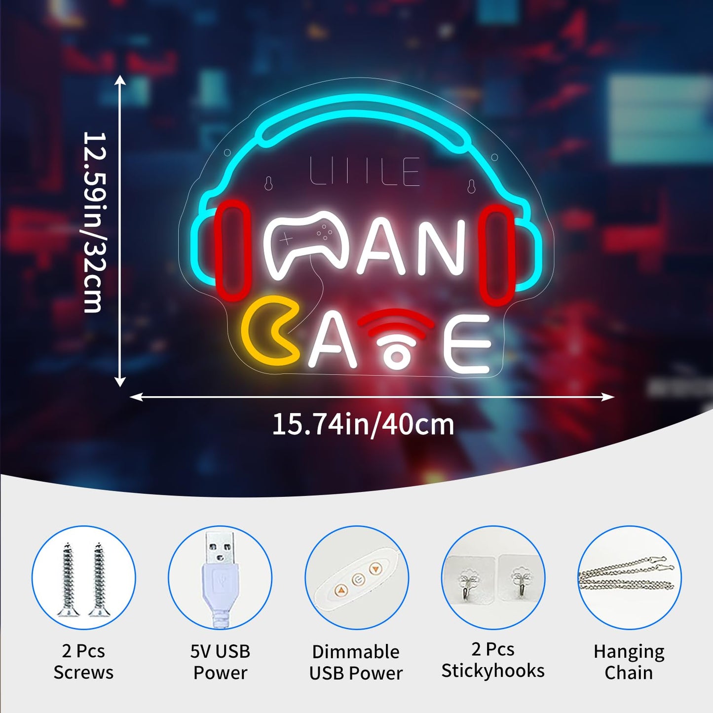 Neonawall Man Cave Neon Sign for Wall Decor Light Up Business Led Sign Boys Birthday Party Signs Led Decorative Night Signs Game Room Decorations Christmas Party Gifts for Husband Boys Playing Room