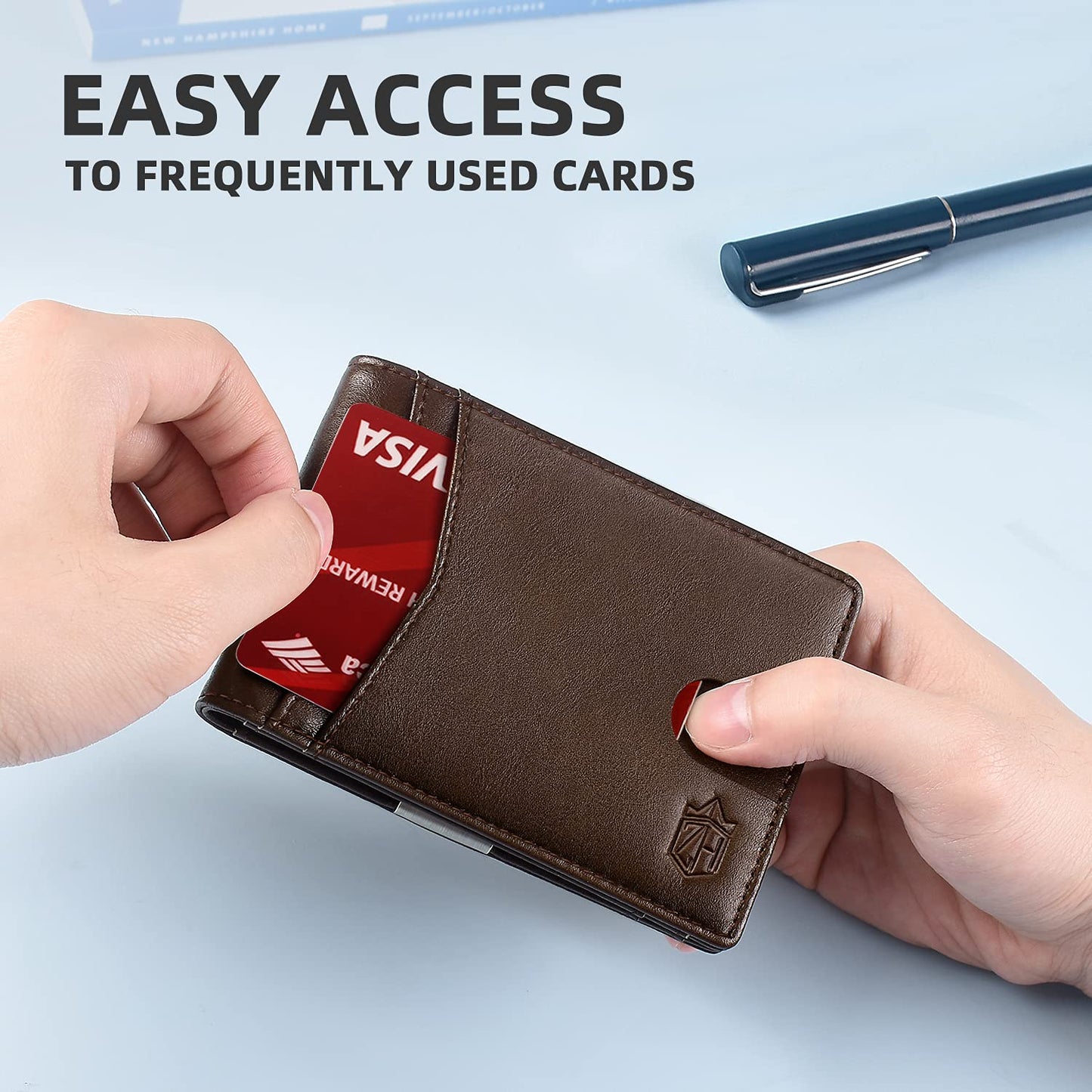 Zitahli Money Clip Wallets for Men,Slim Bifold Wallet 10-12 Cards, Mens Leather Wallet with ID Window,RFID Blocking Thin Minimalist Credit Card Holder,Gifts for Him