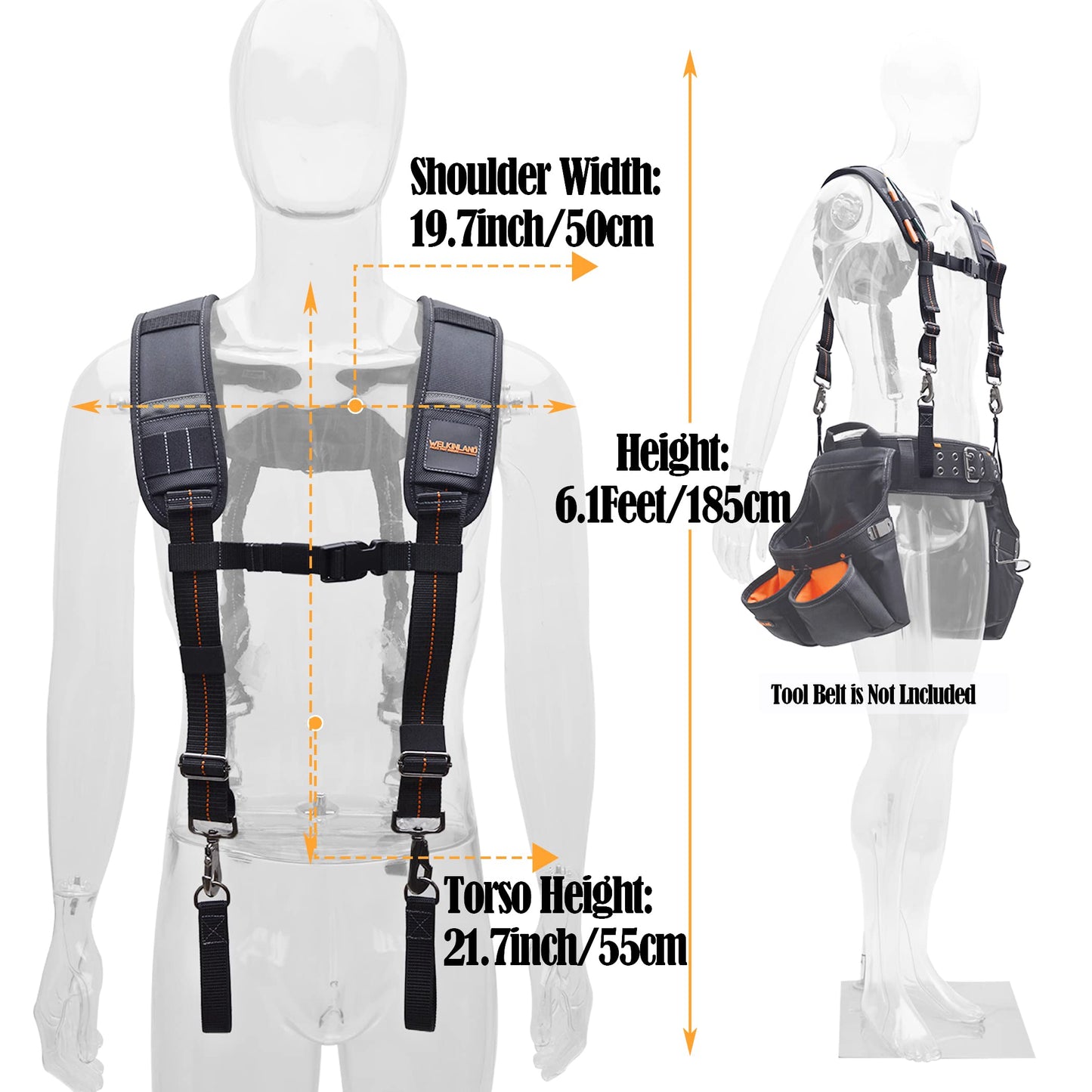 WELKINLAND Tool belt suspenders for men, Nail bag suspenders, Tool bag construction suspenders carpenter