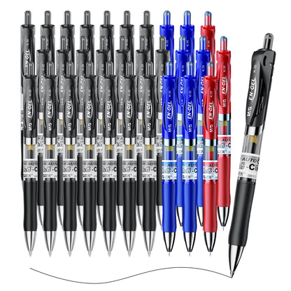 M&G 30 Pcs Gel Pens, 0.5mm Fine Point Gel Ink Pen, High Capacity Retractable Rollerball Pens, Gel Ink Pen with Soft Grip for Smooth Writing Office School (21 Black+6 Blue+3 Red)