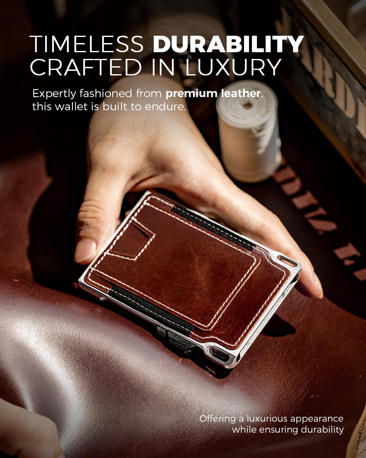LORZOR Slim Tactical Wallet for Men- Minimalist Full Grain Leather Wallet for 10 Cards, RFID Blocking Aluminum Cardholder, Smart Pop Up Card Case, Front Pocket, Money Clip, Gift for Women Men
