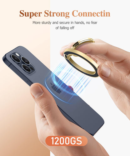 GVIEWIN Magnetic Phone Ring Holder, Compatible with MagSafe Phone Grip with Adjustable Stand, Magnet Phone Ring Kickstand for iPhone 17/16/15/14/13/12 Pro Max Plus Air/Other Phones (Glitter/Silver)