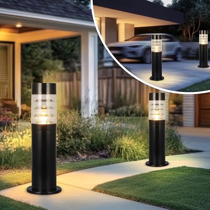 Landscape Path Light Waterproof Outdoor Landscape Lighting 60CM Outdoor Pathway Light Aluminum Modern Bollard Lights Modern Black Driveway Lighting Lawn Floor Lamp For Walkway Patio Yard Garden