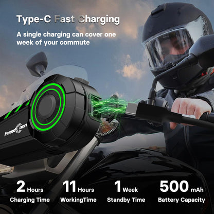 FreedConn Motorcycle Bluetooth Headset KY Bluetooth Helmet Intercom Motorcycle Communication Systems with CVC Noise Cancellation Stereo Music IP65 for Full/Half Face Helmet Basic Single People Use