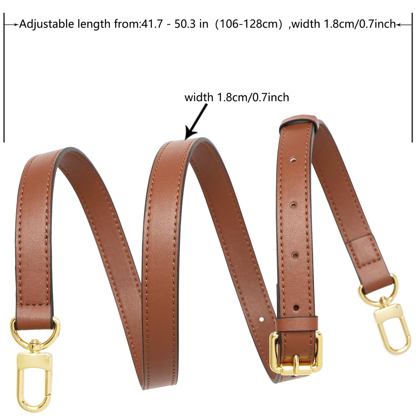 YAZHIMI Vachetta Leather Purse Strap Genuine Leather Adjustable Replacement Strap for Shoulder Bag Handbag Purse (Brown-Leather Crossbody Strap)