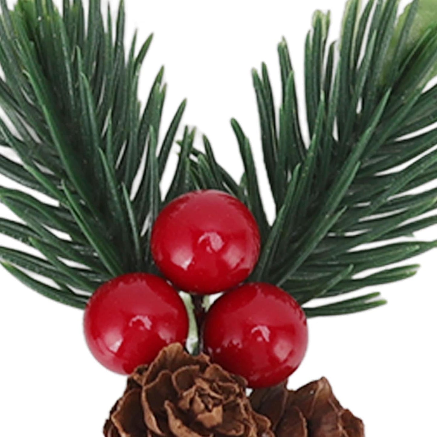 Veloshine 10Pcs Christmas Floral Picks with Pine Cone and Holly Berry, Red Berry Branches with Greenery for Holiday Home Decor