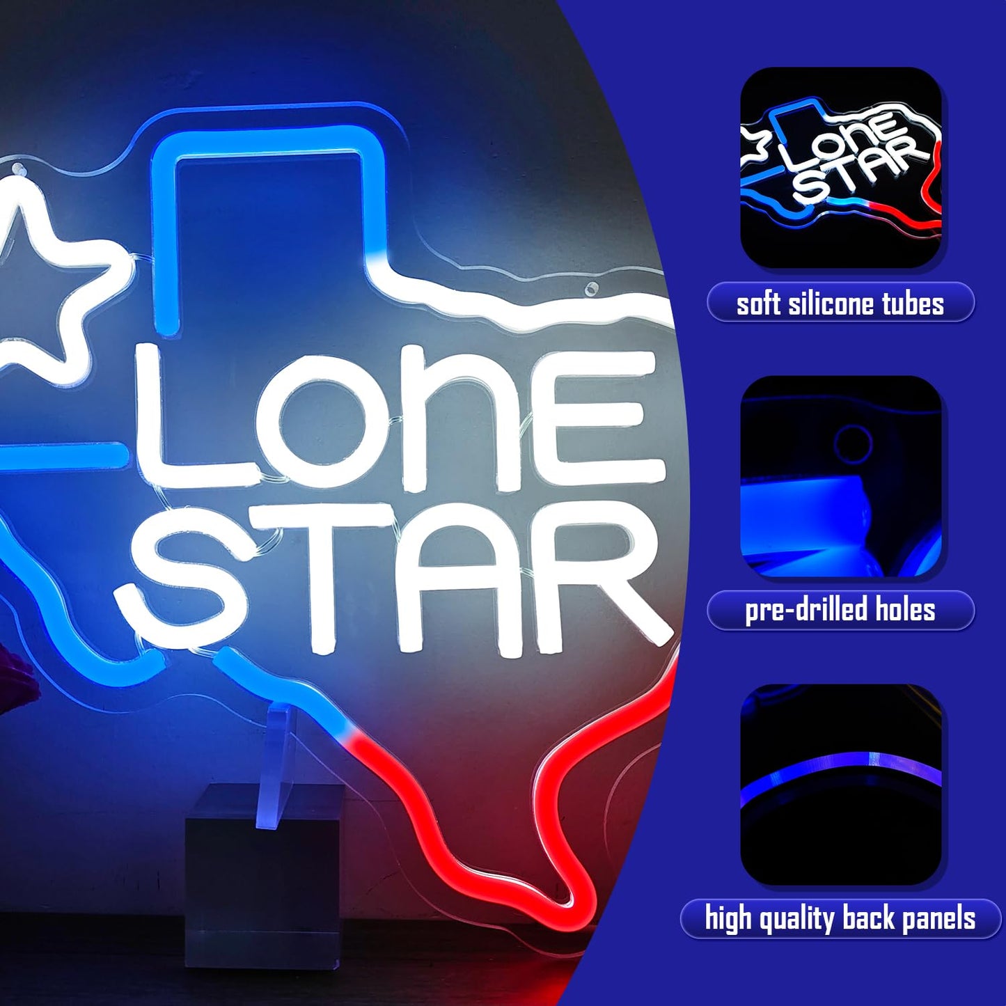 Texas Lone Star Neon Sign Dimmable Neon Beer Signs Lone Star Beer Neon Signs for Wall Decor Neon Led Signs for Bedroom Bar Neon Sign for Man Cave Bar Pub Restaurant Gift
