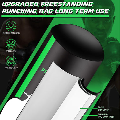Heavy Freestanding Punching Bag for Adults Teens, 70” Standing Boxing Bag with Gloves and Pump, Women Men Stand Kickboxing Bags for Boxing Training MMA Fitness Home Gym Martial Arts