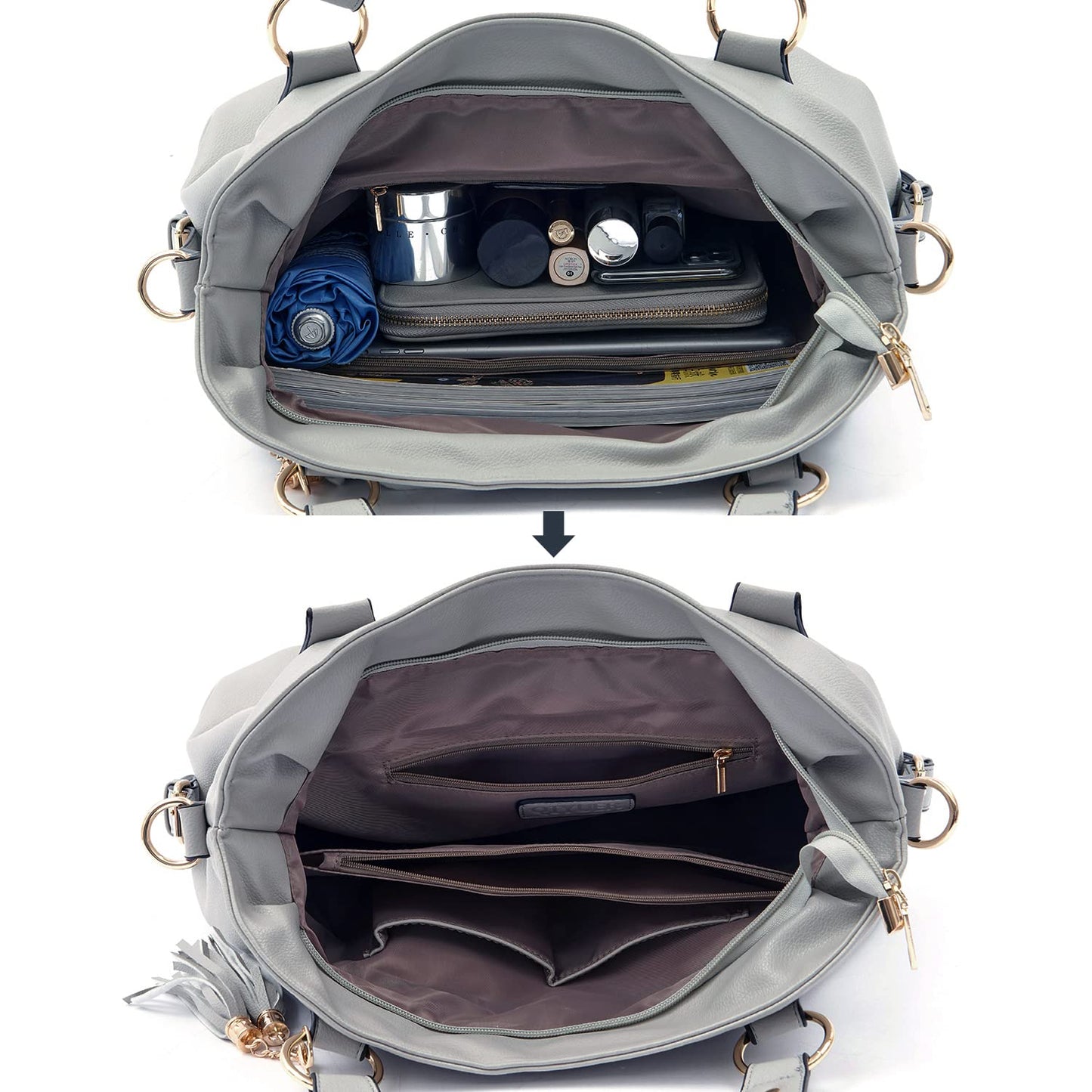 Purses And Wallets Set For Women Tote Handbags Large Hobo Bag, Grey