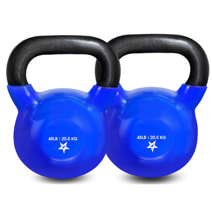 Yes4All Kettlebell, 5-100 LB Vinyl Coated Cast Iron Strength Training Kettlebells for Home Gym Exercises, Fitness, Full Body Workout Equipment, Push Ups, and Grip Strength