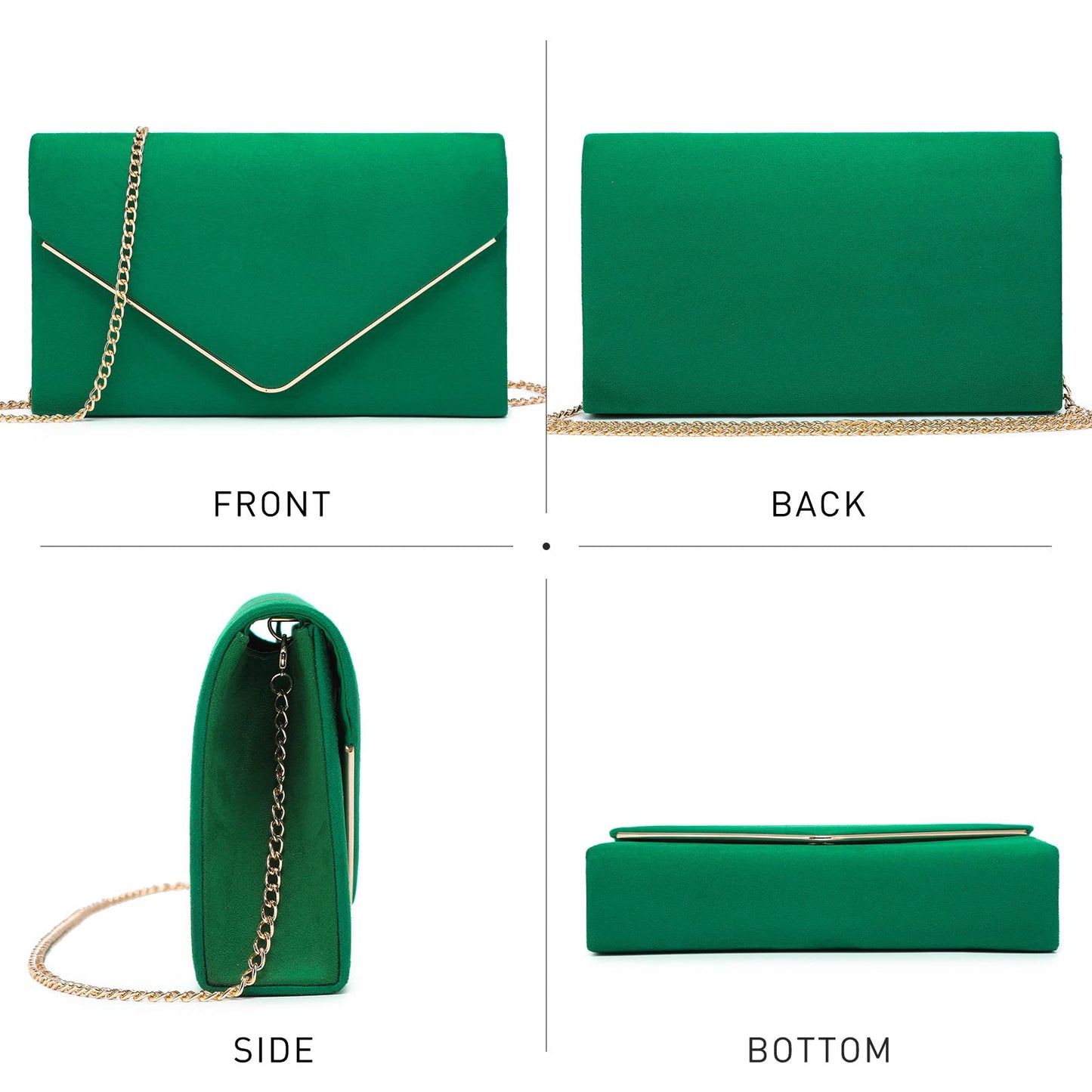 Dasein Women's Evening Clutch Bags Formal Party Clutches Wedding Purses Cocktail Prom Clutches (1-(Gold Hardware) Dark Green)