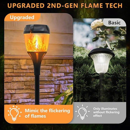Swingers Solar Lights Outdoor,Solar Torch Lights with Flickering Flame,Waterproof Outdoor Garden Light for Halloween,Garden, Landscape, Path, Yard, Patio (8, Black)