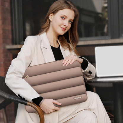 MOSISO Laptop Case 16 inch, 15-15.6 inch Puffy Laptop Sleeve Compatible with MacBook Pro 16 M5 M4 M3 M2 M1, HP Dell ASUS Acer Toshiba Lenovo, Polyester Horizontal Bag with Small Case, Brown