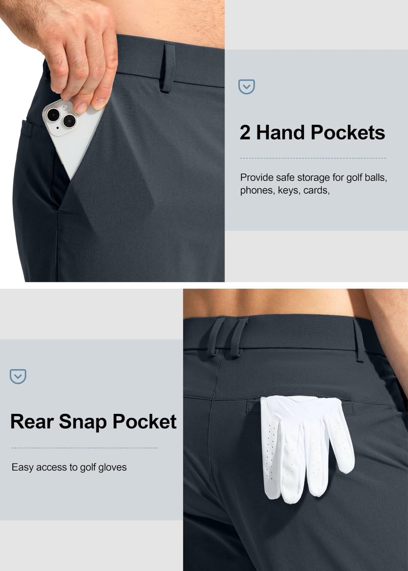 Pudolla Men's Golf Pants Stretch Work Pants for Men Dress Comfy Pants 30 Lightweight Quick Dry Casual Trousers(Iron Grey 30Wx30L)
