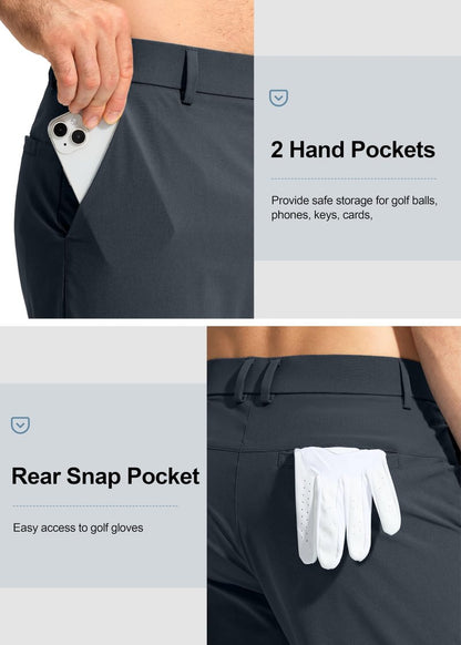 Pudolla Men's Golf Pants Stretch Work Pants for Men Dress Comfy Pants 30 Lightweight Quick Dry Casual Trousers(Iron Grey 30Wx30L)