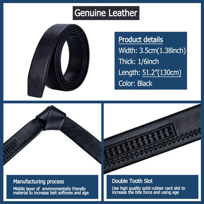 Barry.Wang Mens Belts Leather Ratchet 1 3/8" Dragon Buckle Adjustable Designer Black Belt Click Slide Automatic Strap Christmas Business