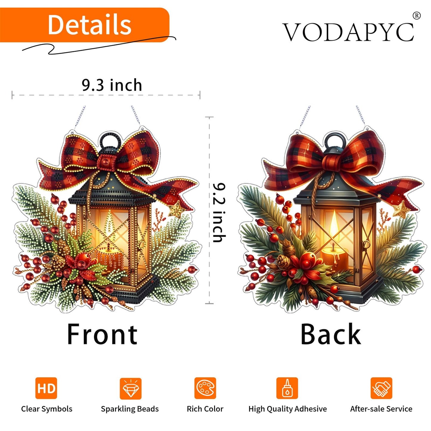 VODAPYC Christmas Diamond Art Hanging Kit for Adults, DIY Double Sided Special Shaped Diamonds Art Window Pendant Ornament for Home Decor(Candle Lamp)