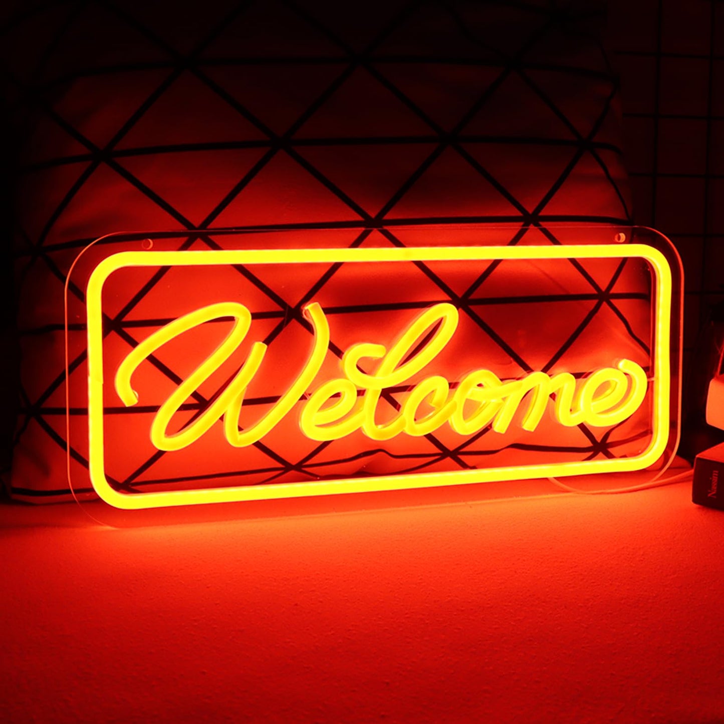 qbanziou Welcome Neon Sign for Wall Decor，LED Neon Lights for Living Room，birthday、Halloween Christmas