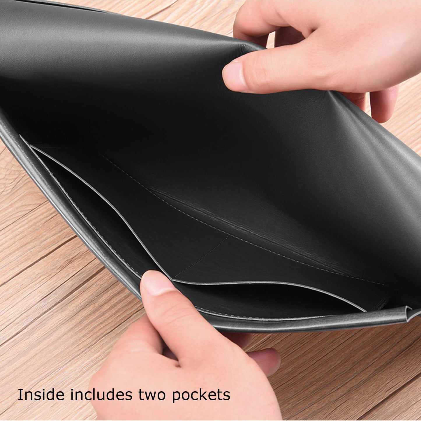Enyuwlcm PU Leather A4 File Folder Document Holder Envelope Folder Case with Snap Closure for Receipt Contract Black&Brown