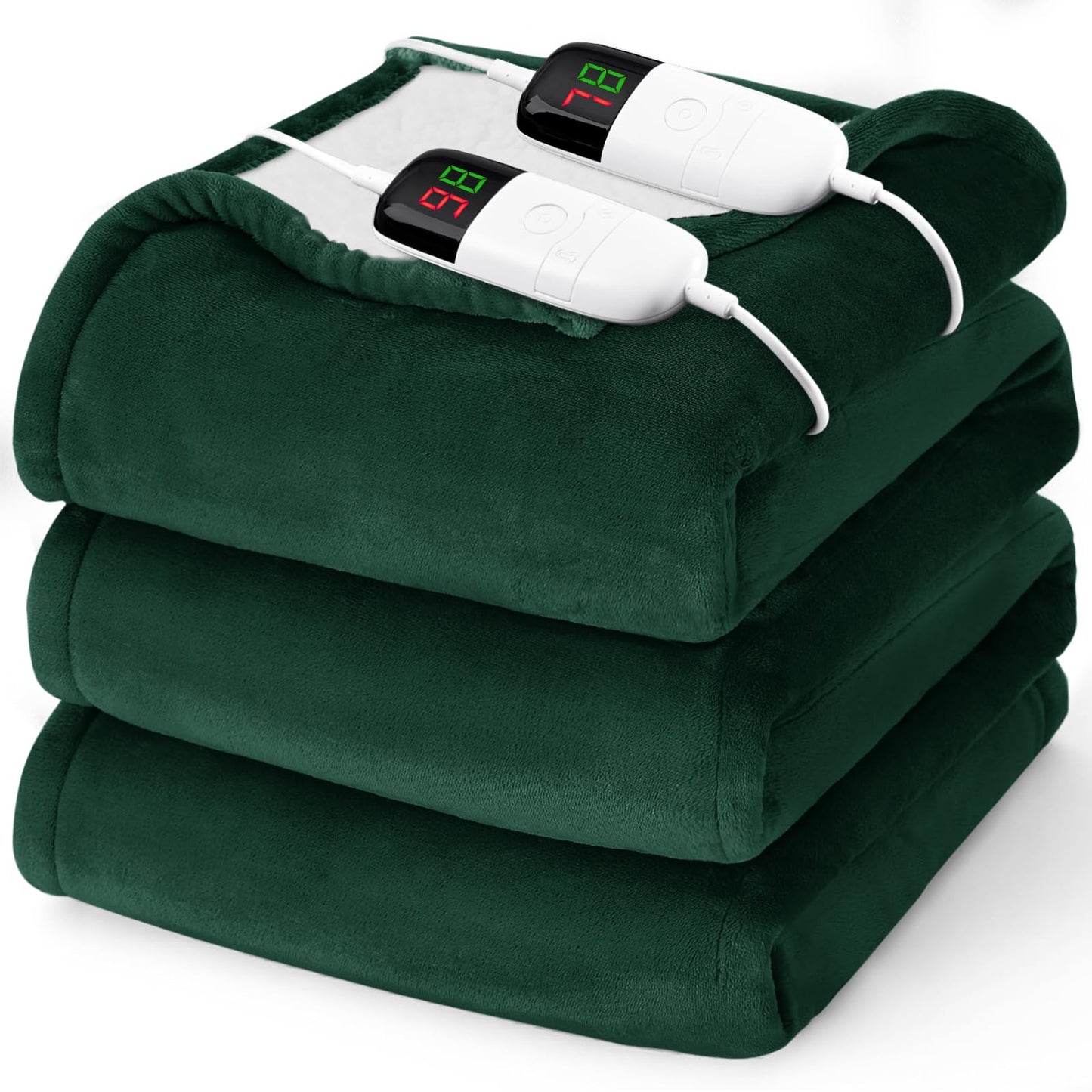 Heated Electric Blanket Queen Size - 84" x 90" Heating Blanket with Dual Control, 10 Heating Levels & 8 Hours Auto Off, Soft Warm Flannel Blanket, Christmas Birthday Gifts for Senior Grandma